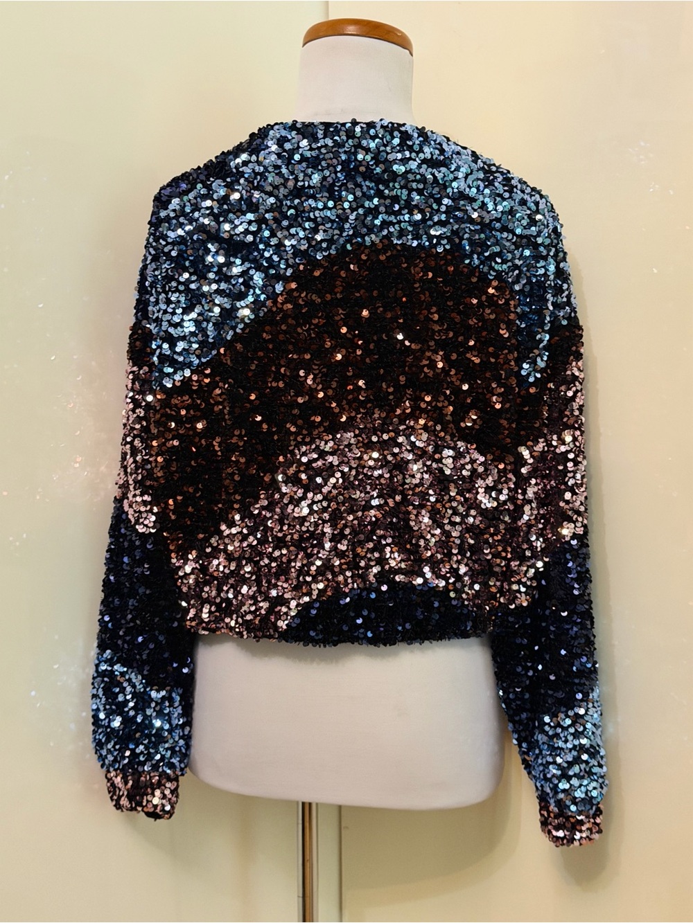 Zara Sequin Festive Days Cropped Bomber Jacket sz M - Picture 10 of 13